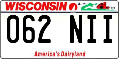WI license plate 062NII