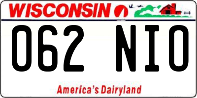 WI license plate 062NIO