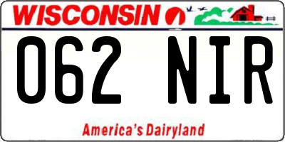WI license plate 062NIR