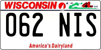 WI license plate 062NIS