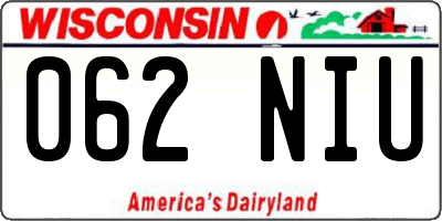 WI license plate 062NIU