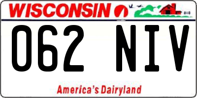 WI license plate 062NIV