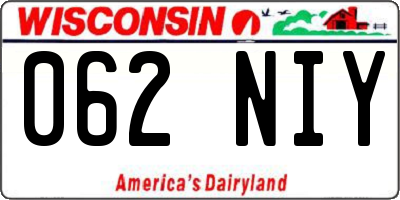 WI license plate 062NIY