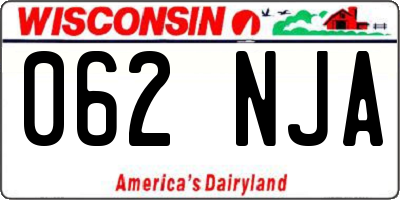 WI license plate 062NJA