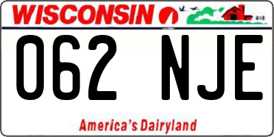 WI license plate 062NJE