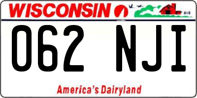 WI license plate 062NJI