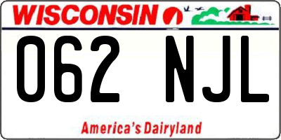 WI license plate 062NJL