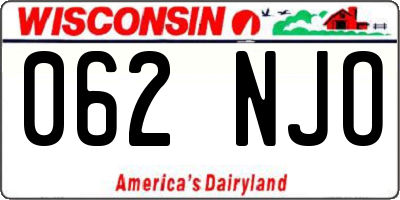 WI license plate 062NJO
