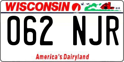 WI license plate 062NJR