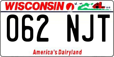 WI license plate 062NJT