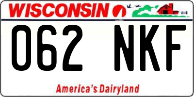 WI license plate 062NKF
