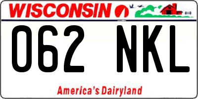 WI license plate 062NKL