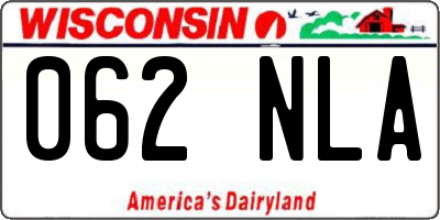 WI license plate 062NLA
