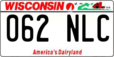 WI license plate 062NLC