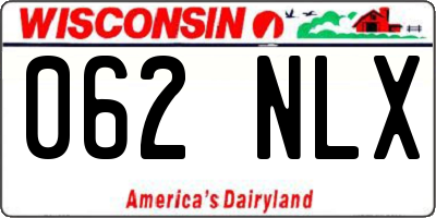 WI license plate 062NLX