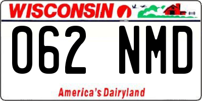 WI license plate 062NMD