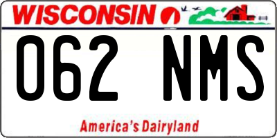 WI license plate 062NMS