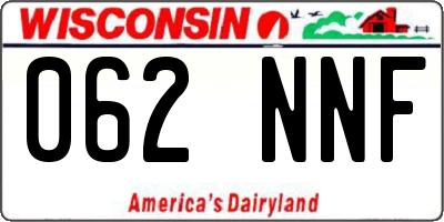 WI license plate 062NNF