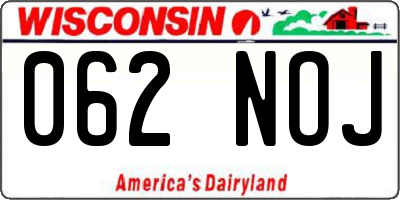 WI license plate 062NOJ