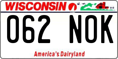 WI license plate 062NOK