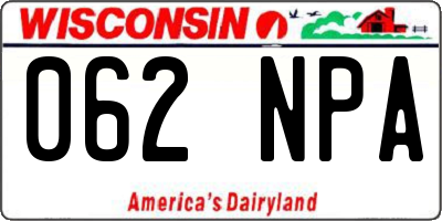 WI license plate 062NPA