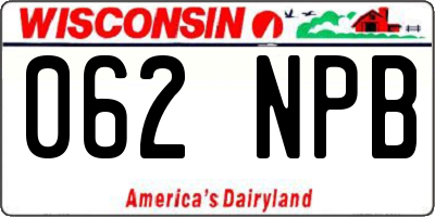 WI license plate 062NPB