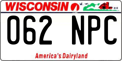 WI license plate 062NPC