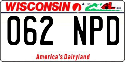 WI license plate 062NPD