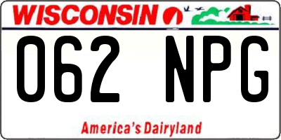 WI license plate 062NPG
