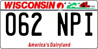 WI license plate 062NPI