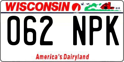 WI license plate 062NPK