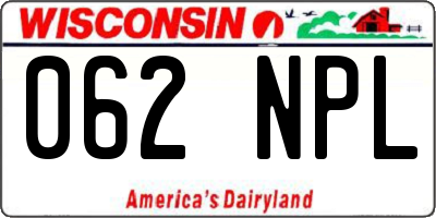WI license plate 062NPL