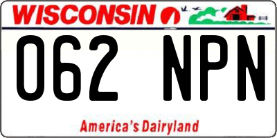 WI license plate 062NPN