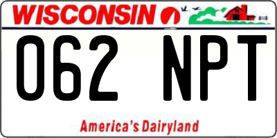 WI license plate 062NPT