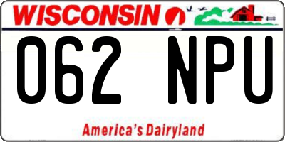 WI license plate 062NPU