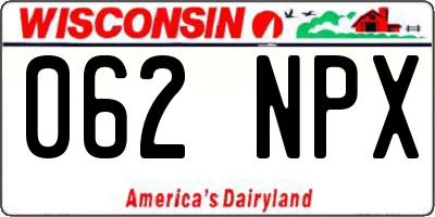 WI license plate 062NPX