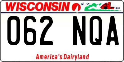 WI license plate 062NQA
