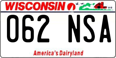 WI license plate 062NSA