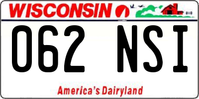 WI license plate 062NSI