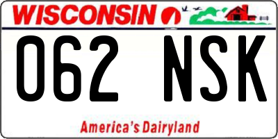 WI license plate 062NSK