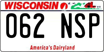 WI license plate 062NSP