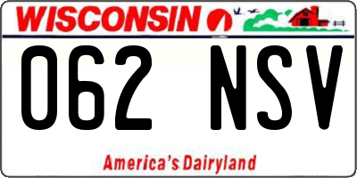 WI license plate 062NSV