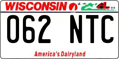 WI license plate 062NTC
