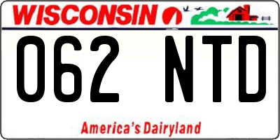 WI license plate 062NTD