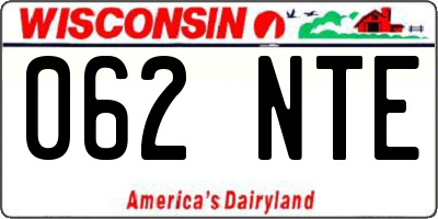 WI license plate 062NTE