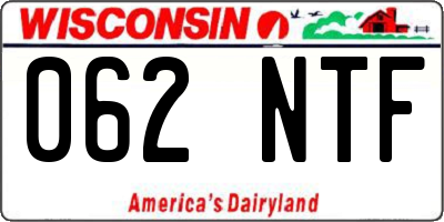 WI license plate 062NTF