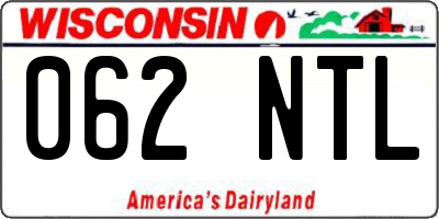 WI license plate 062NTL