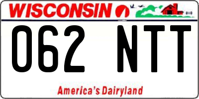 WI license plate 062NTT