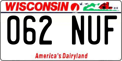 WI license plate 062NUF