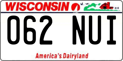 WI license plate 062NUI